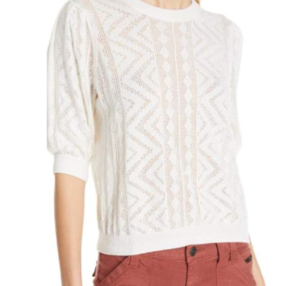 Joie Chamora Sweater Porcelain White Short Sleeve Size- small